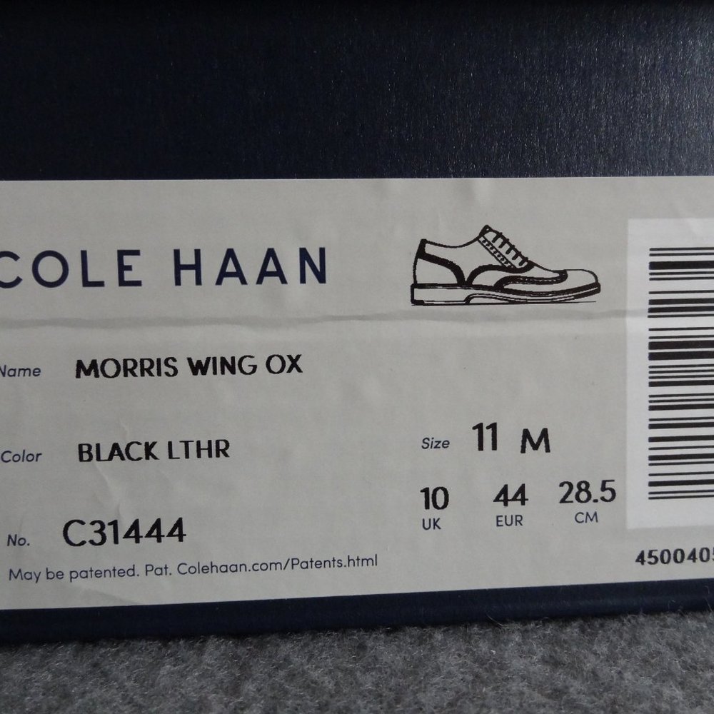 NEW Cole Haan 11 M 44 Morris Wingtip Oxford Black - Picture 8 of 8